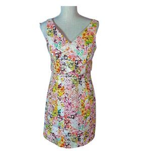 Jessica Simpson Bright Floral Dress - V-Neck Plunge - Sz 12